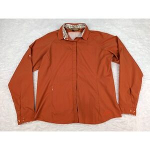 Redington Shirt Women's M Fishing‎ Outdoor Snap Button Orange Long Sleeve